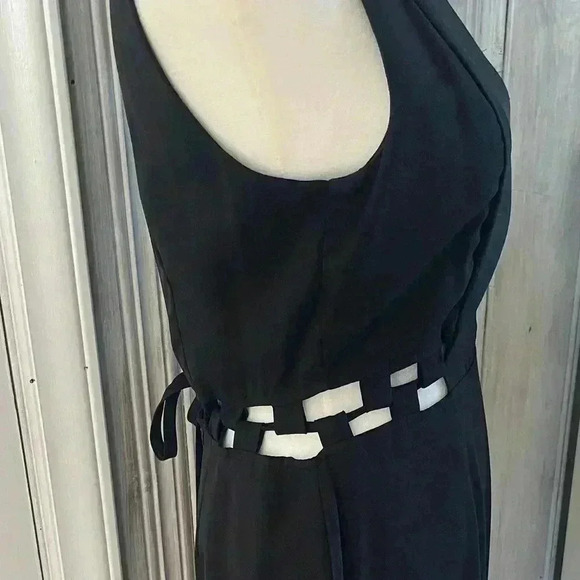 Black Midi Dress w/ cutouts Witchy Dark Romantic Goth Feminine LBD SZ S - Picture 4 of 10